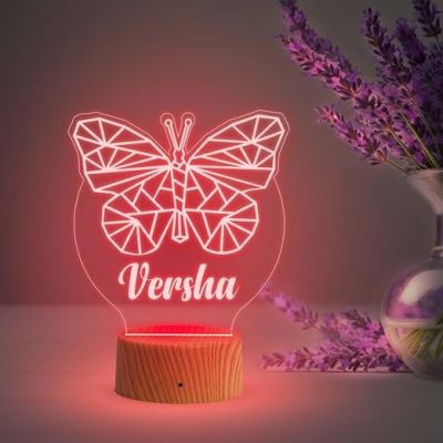 Personalized Name Led Lamp with Automatic Color Changing Light  Birthday Gift Lamp Decoration  Anniversary Gift for Wife Husband & Loveable Person (Butterfly Name Lamp)