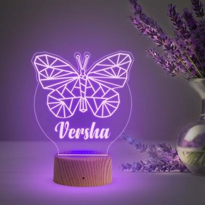 Personalized Name Led Lamp with Automatic Color Changing Light  Birthday Gift Lamp Decoration  Anniversary Gift for Wife Husband & Loveable Person (Butterfly Name Lamp)