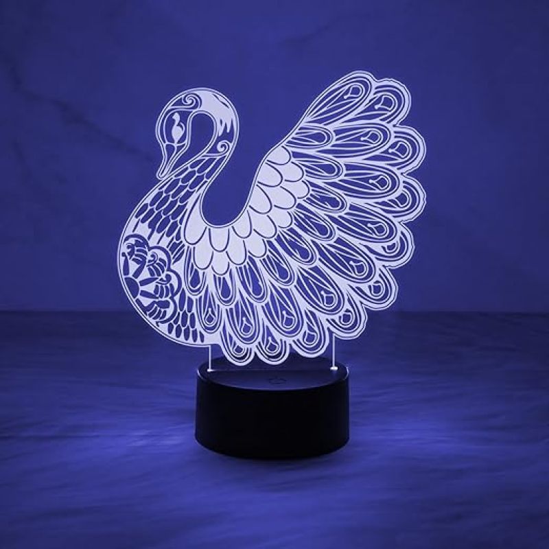 3D Illusion Peacock Night Lamp with Multicolored Light Desk Table Lamp  Home & Office Decor Light  Unique Lamp for Decoration & Gift