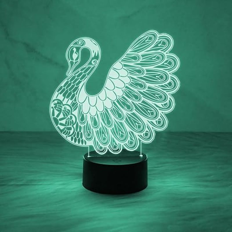 3D Illusion Peacock Night Lamp with Multicolored Light Desk Table Lamp  Home & Office Decor Light  Unique Lamp for Decoration & Gift
