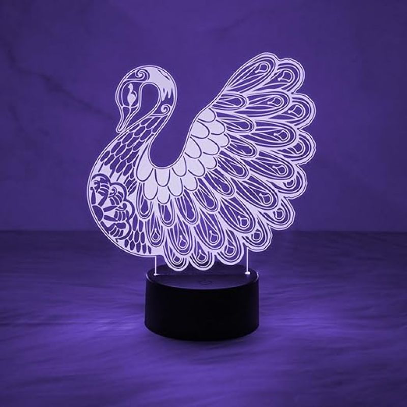 3D Illusion Peacock Night Lamp with Multicolored Light Desk Table Lamp  Home & Office Decor Light  Unique Lamp for Decoration & Gift