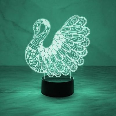 3D Illusion Peacock Night Lamp with Multicolored Light Desk Table Lamp  Home & Office Decor Light  Unique Lamp for Decoration & Gift