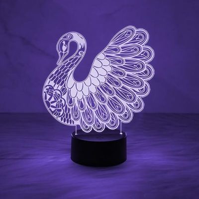 3D Illusion Peacock Night Lamp with Multicolored Light Desk Table Lamp  Home & Office Decor Light  Unique Lamp for Decoration & Gift