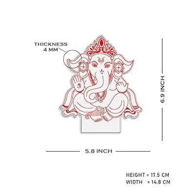 3D Illusion Ganpati Desk Table Lamp with Warm White Light  Blessing Gift for Loveable Person | Bedside Lamp Night Light