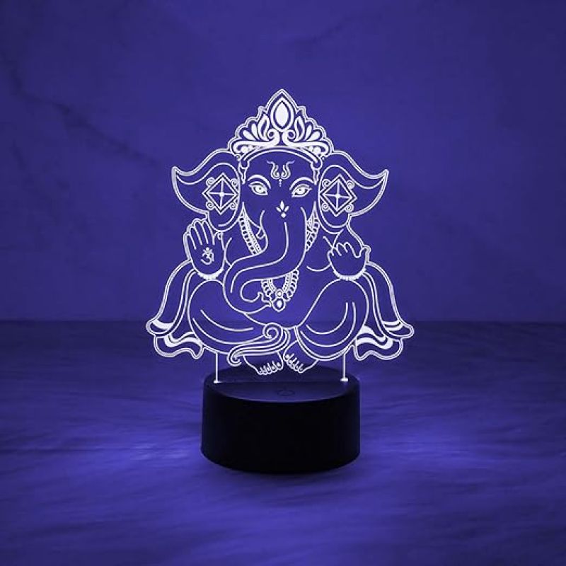 3D Illusion Ganpati Desk Table Lamp with Automatic Color Changing Light  Blessing Gift for Loveable Person  Bedside Lamp Night Light
