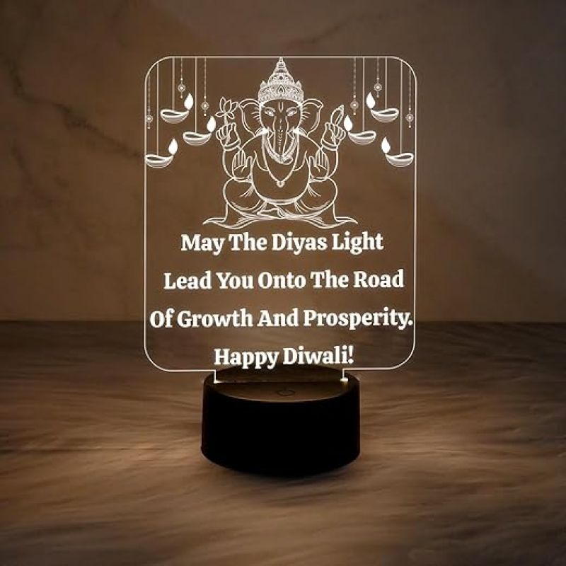 Lord Ganesha Night Lamp Wishing Diwali Gift Lamp with Warm White Light  God Night Lamp  Diwali Home Decor Light (diwali3)