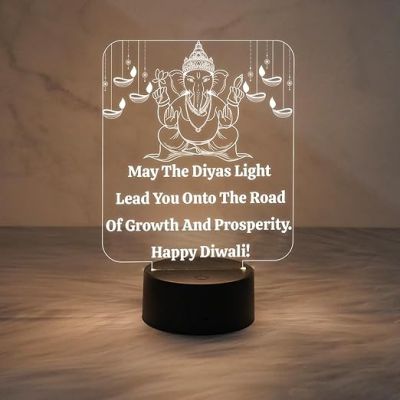 Lord Ganesha Night Lamp Wishing Diwali Gift Lamp with Warm White Light  God Night Lamp  Diwali Home Decor Light (diwali3)