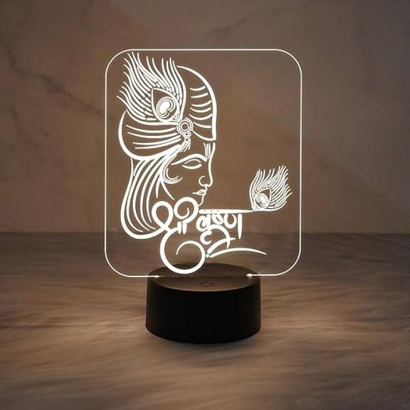 Lord Krishna Night Lamp with Warm White Light  Birthday Gift | Blessing Gift for Loveable Person