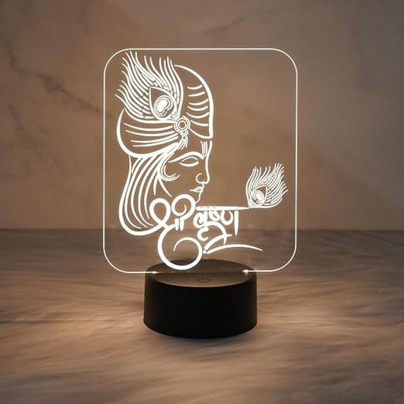 Lord Krishna Night Lamp with Warm White Light  Birthday Gift | Blessing Gift for Loveable Person