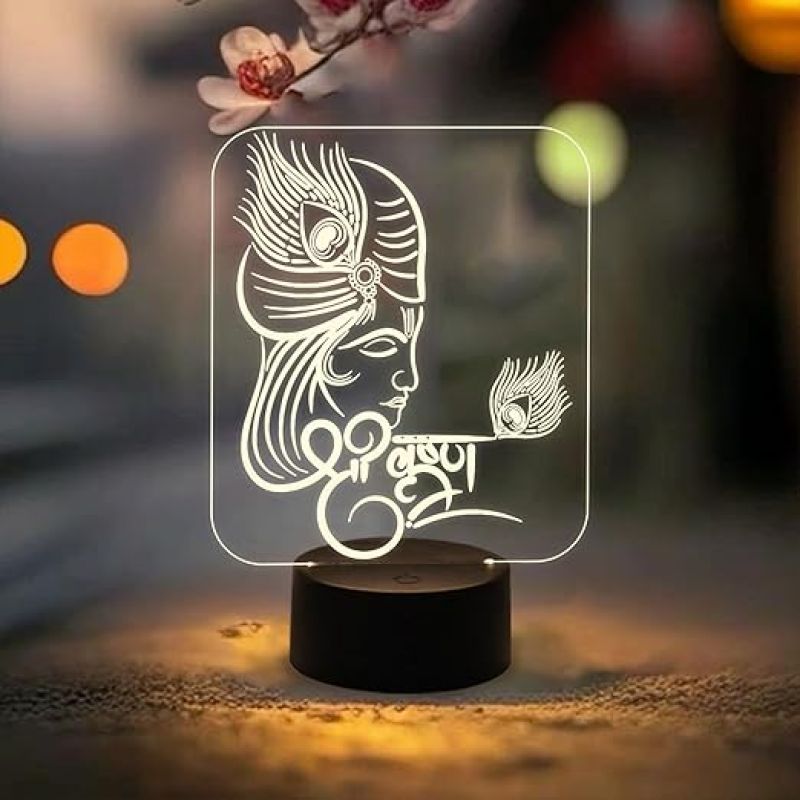 Lord Krishna Night Lamp with Warm White Light  Birthday Gift | Blessing Gift for Loveable Person