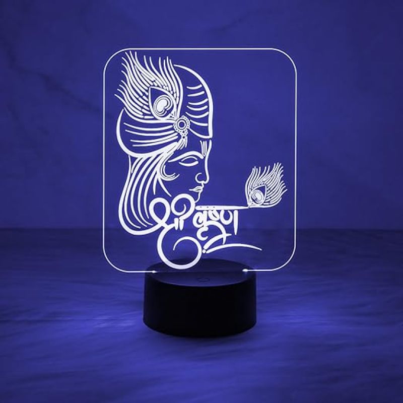Lord Krishna Night Lamp with Automatic Color Changing Light  Birthday Gift  Blessing Gift for Loveable Person