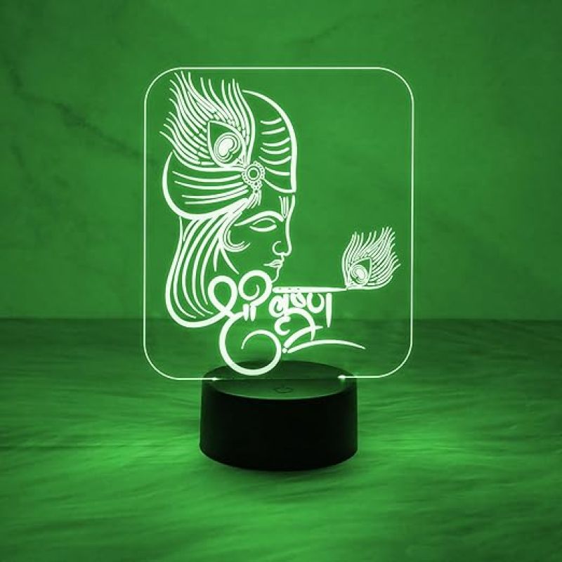 Lord Krishna Night Lamp with Automatic Color Changing Light  Birthday Gift  Blessing Gift for Loveable Person