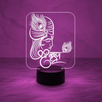 Lord Krishna Night Lamp with Automatic Color Changing Light  Birthday Gift  Blessing Gift for Loveable Person