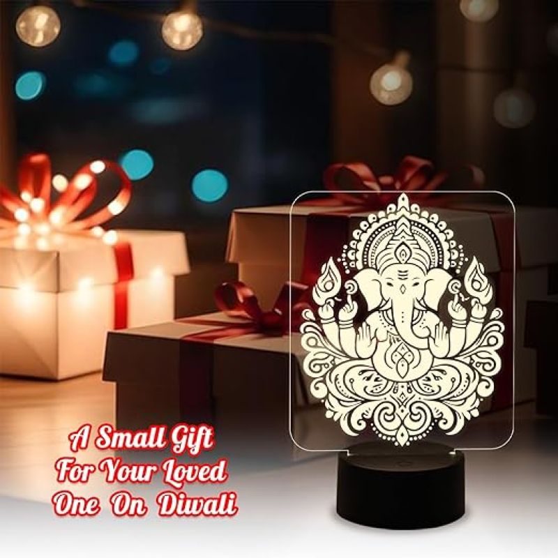 Lord Ganesha Night Lamp with Warm White Light  Lord Ganesha Idol for Home Decor  Ganesha Lamp for Gift