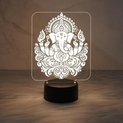 Lord Ganesha Night Lamp with Warm White Light  Lord Ganesha Idol for Home Decor  Ganesha Lamp for Gift