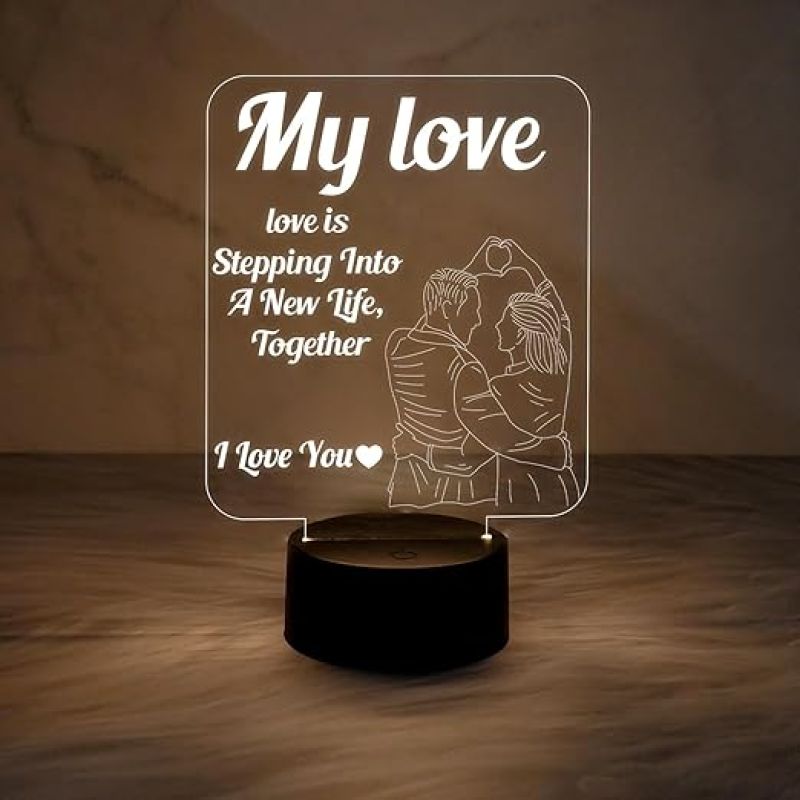 My Love Acrylic Led Lamp for Couple  Warm White Light  Gift for Loveable Person  Gift for Girlfriend