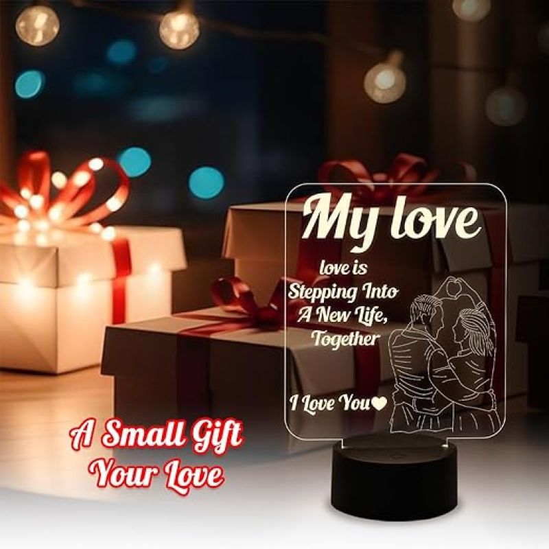 My Love Acrylic Led Lamp for Couple  Warm White Light  Gift for Loveable Person  Gift for Girlfriend