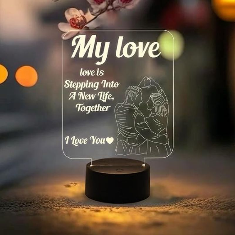 My Love Acrylic Led Lamp for Couple  Warm White Light  Gift for Loveable Person  Gift for Girlfriend