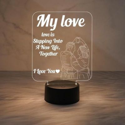 My Love Acrylic Led Lamp for Couple  Warm White Light  Gift for Loveable Person  Gift for Girlfriend