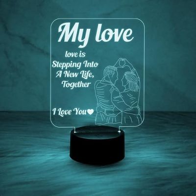 My Love Acrylic Led Lamp for Couple  Automatic Color Changing Light  Gift for Loveable Person  Gift for Girlfriend