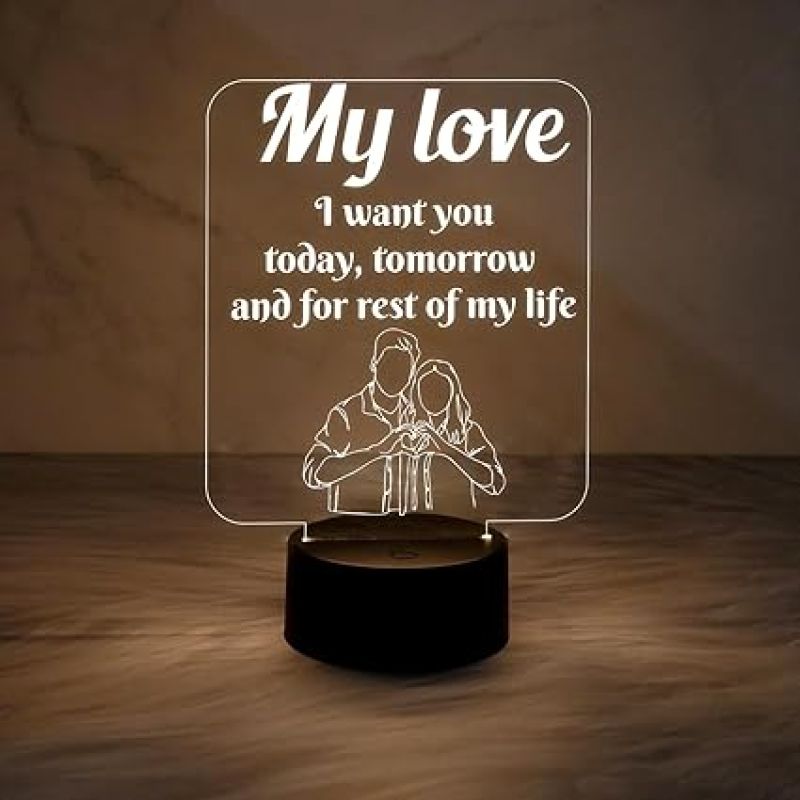 My Love Engraved Night Lamp for Couples  Warm White Light  Gift for Wife  Anniversary Gift for Wife Husband