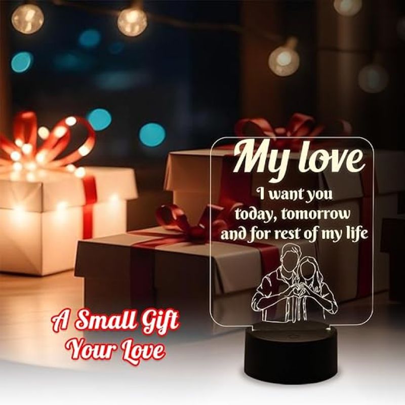 My Love Engraved Night Lamp for Couples  Warm White Light  Gift for Wife  Anniversary Gift for Wife Husband