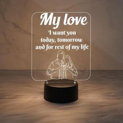 My Love Engraved Night Lamp for Couples  Warm White Light  Gift for Wife  Anniversary Gift for Wife Husband