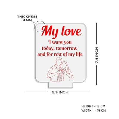 My Love Engraved Night Lamp for Couples  Warm White Light  Gift for Wife  Anniversary Gift for Wife Husband