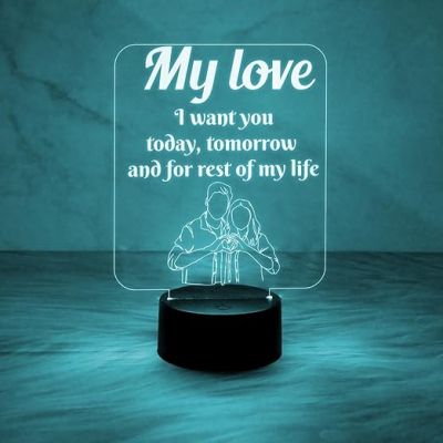 My Love Engraved Night Lamp for Couples  7 Color Changing Light  Gift for Wife  Anniversary Gift for Wife Husband