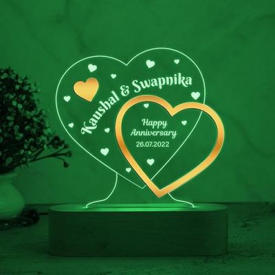 Personalized Happy Anniversary Night Lamp  Customized with Name & Date  Anniversary Gift for Husband  Anniversary Gift for Friends  Newly Married Couple Gift (Multicolored Light)