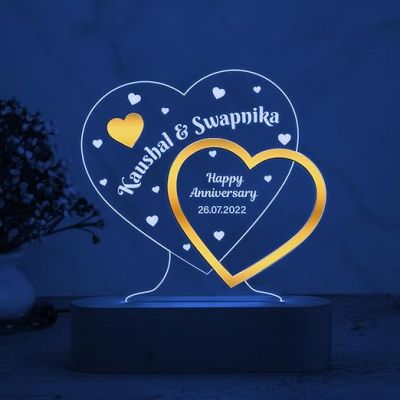 Personalized Happy Anniversary Night Lamp  Customized with Name & Date  Anniversary Gift for Husband  Anniversary Gift for Friends  Newly Married Couple Gift (Multicolored Light)