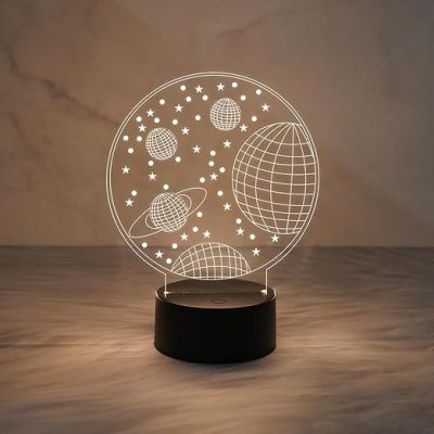 3D Illusion Solar System Planet Night Light  LED Decorative Table Desk Lamp with Warm White Light  Kids Room Decor Light  Bedroom Home Decor