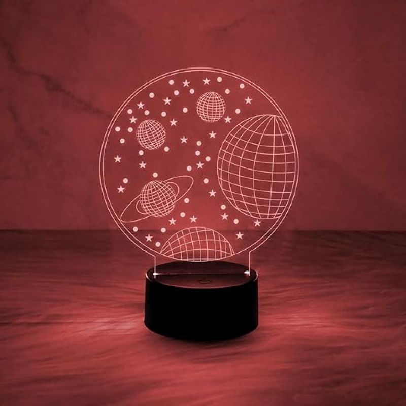 3D Illusion Solar System Planet Night Light  LED Decorative Table Desk Lamp with Automatic Color Changing Light | Kids Room Decor Light  Bedroom Home Decor
