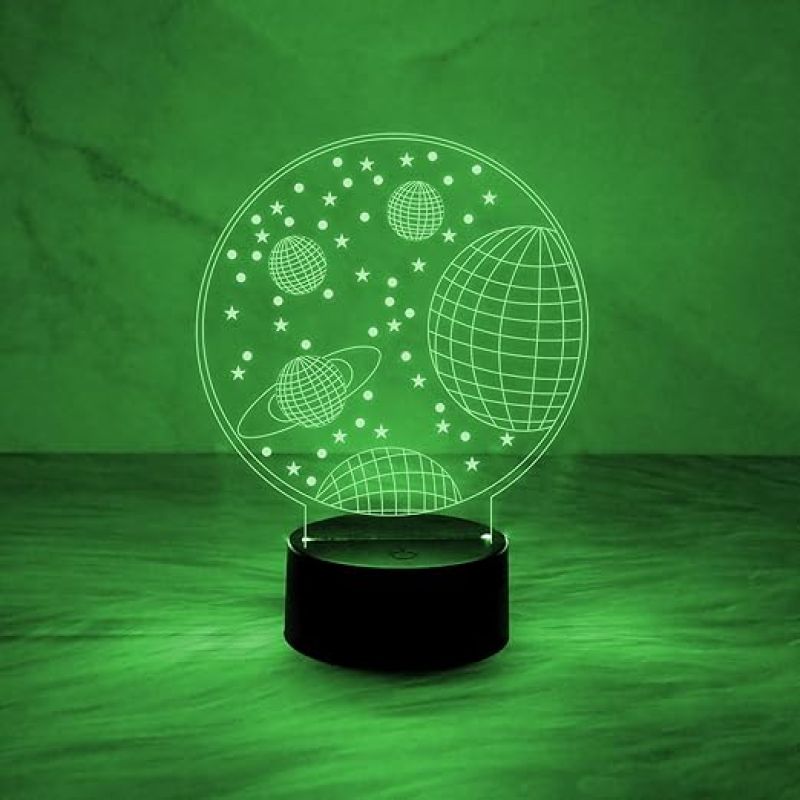 3D Illusion Solar System Planet Night Light  LED Decorative Table Desk Lamp with Automatic Color Changing Light | Kids Room Decor Light  Bedroom Home Decor