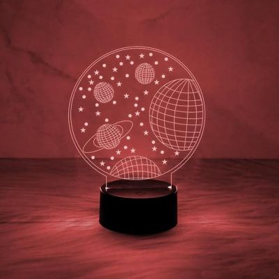 3D Illusion Solar System Planet Night Light  LED Decorative Table Desk Lamp with Automatic Color Changing Light | Kids Room Decor Light  Bedroom Home Decor