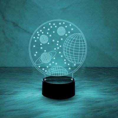 3D Illusion Solar System Planet Night Light  LED Decorative Table Desk Lamp with Automatic Color Changing Light | Kids Room Decor Light  Bedroom Home Decor