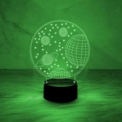 3D Illusion Solar System Planet Night Light  LED Decorative Table Desk Lamp with Automatic Color Changing Light | Kids Room Decor Light  Bedroom Home Decor