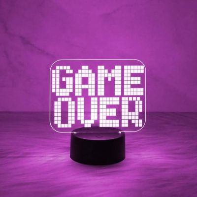 Game Over 3D Illusion Night Lamp with Automatic Color Changing Light  Best Gamer Gift  Lamp for Kids Room Decor Light