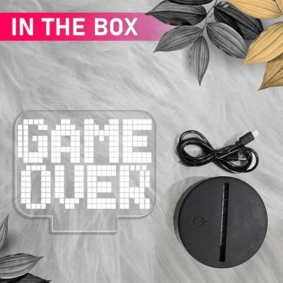 Game Over 3D Illusion Night Lamp with Automatic Color Changing Light  Best Gamer Gift  Lamp for Kids Room Decor Light