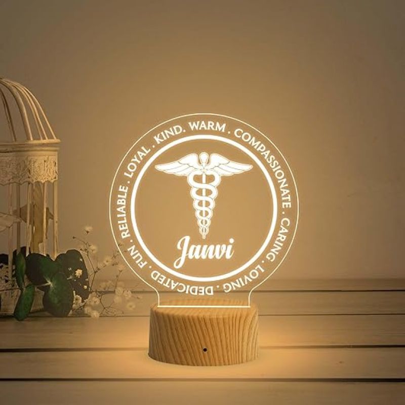 Personalized Caduceus Night Light  Caduceus Gift for Doctors  Medical Symbol Light  Thank You Gift for Doctors  Warm White Light