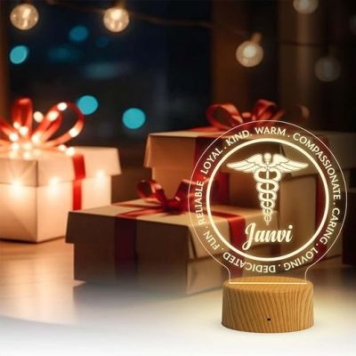 Personalized Caduceus Night Light  Caduceus Gift for Doctors  Medical Symbol Light  Thank You Gift for Doctors  Warm White Light