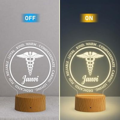 Personalized Caduceus Night Light  Caduceus Gift for Doctors  Medical Symbol Light  Thank You Gift for Doctors  Warm White Light