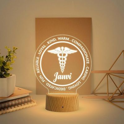 Personalized Caduceus Night Light  Caduceus Gift for Doctors  Medical Symbol Light  Thank You Gift for Doctors  Warm White Light