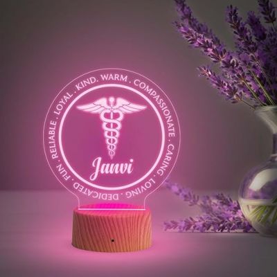 Personalized Caduceus Night Light  Caduceus Gift for Doctors Medical Symbol Light  Thank You Gift for Doctors  Automatic Color Changing Light