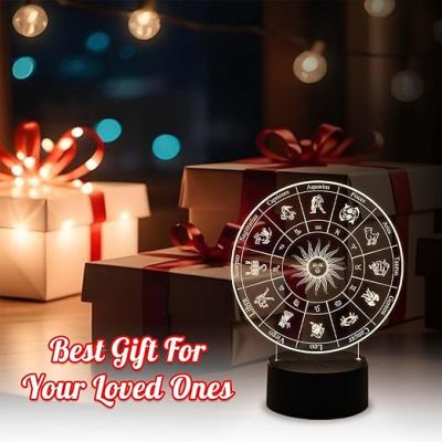 3D Illusion Night Light Zodiac Shape LED Desk Lamp Decor with Warm White Light  Astrology Star Signs Light  Astrologer Night Lamp