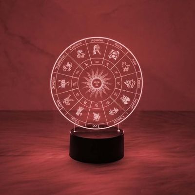 3D Illusion Night Light Zodiac Shape LED Desk Lamp Decor with Automatic Color Change Light  Astrology Star Signs Light  Astrologer Night Lamp