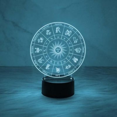 3D Illusion Night Light Zodiac Shape LED Desk Lamp Decor with Automatic Color Change Light  Astrology Star Signs Light  Astrologer Night Lamp