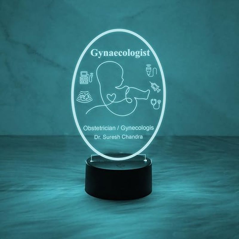 Personalized Gynecologist Night Light  Customized with Name  Medical Student Graduation Gift  Medical Gift  Gift for Doctor Desk Table Lamp (Multicolored Light)