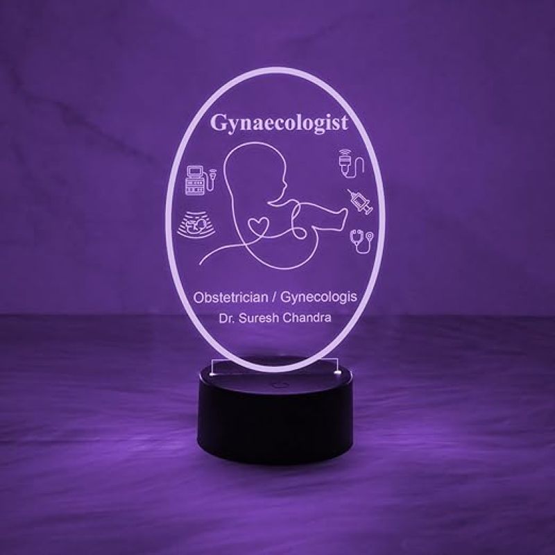 Personalized Gynecologist Night Light  Customized with Name  Medical Student Graduation Gift  Medical Gift  Gift for Doctor Desk Table Lamp (Multicolored Light)