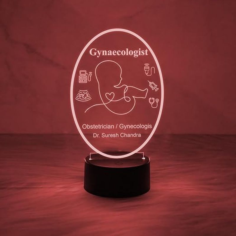 Personalized Gynecologist Night Light  Customized with Name  Medical Student Graduation Gift  Medical Gift  Gift for Doctor Desk Table Lamp (Multicolored Light)